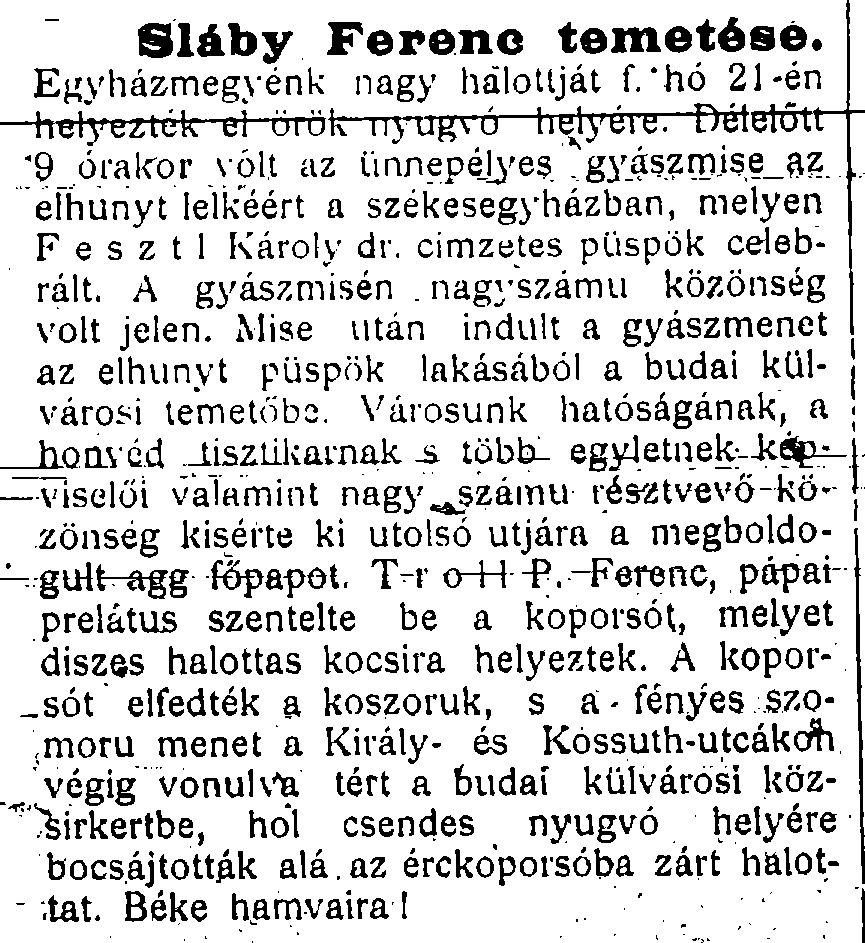 Sláby Ferenc temetése