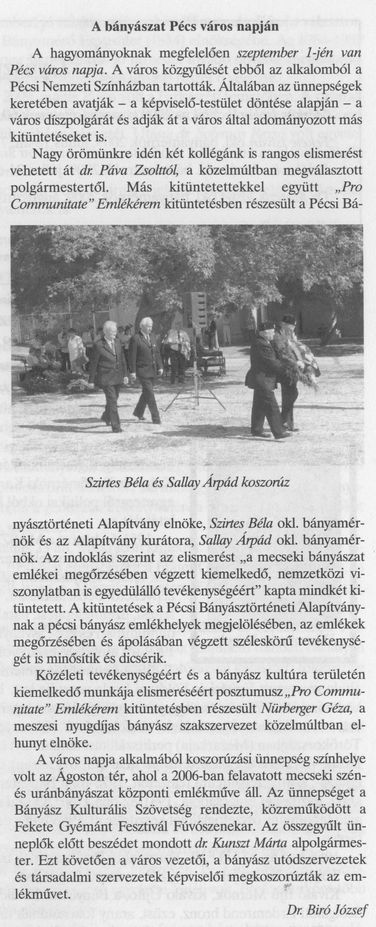 A bányászat Pécs város napján