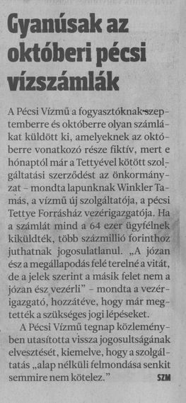 Gyanúsak az októberi pécsi vízszámlák