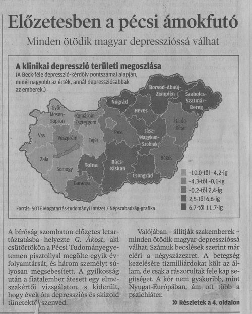 Előzetesben a pécsi ámokfutó : Minden ötödik magyar depresszióssá válhat