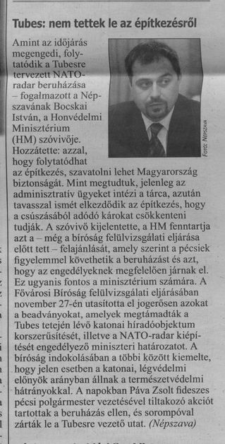 Tubes: nem tettek el az építkezésről