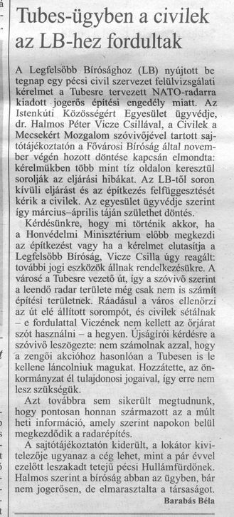 Tubes-ügyben a civilek az LB-hez fordultak