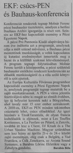 EKF: csúcs-PEN és Bauhaus-konferencia