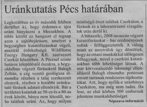 Uránkutatás Pécs határában