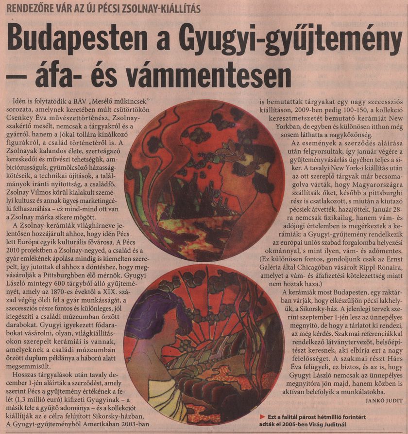 Budapesten a Gyugyi-gyűjtemény - áfa- és vámmentesen