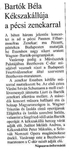 Bartók Béla Kékszakállúja a pécsi zenekarral