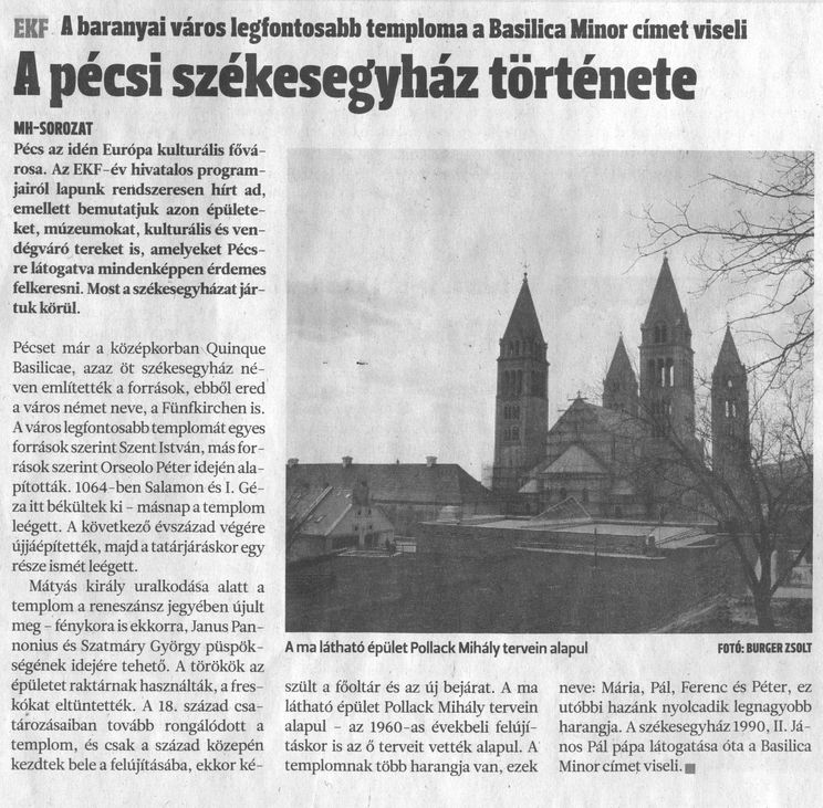 A pécsi székesegyház története : A baranya város legfontosabb temploma a Basilica Minor címet viseli