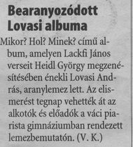 Bearanyozódott Lovasi albuma