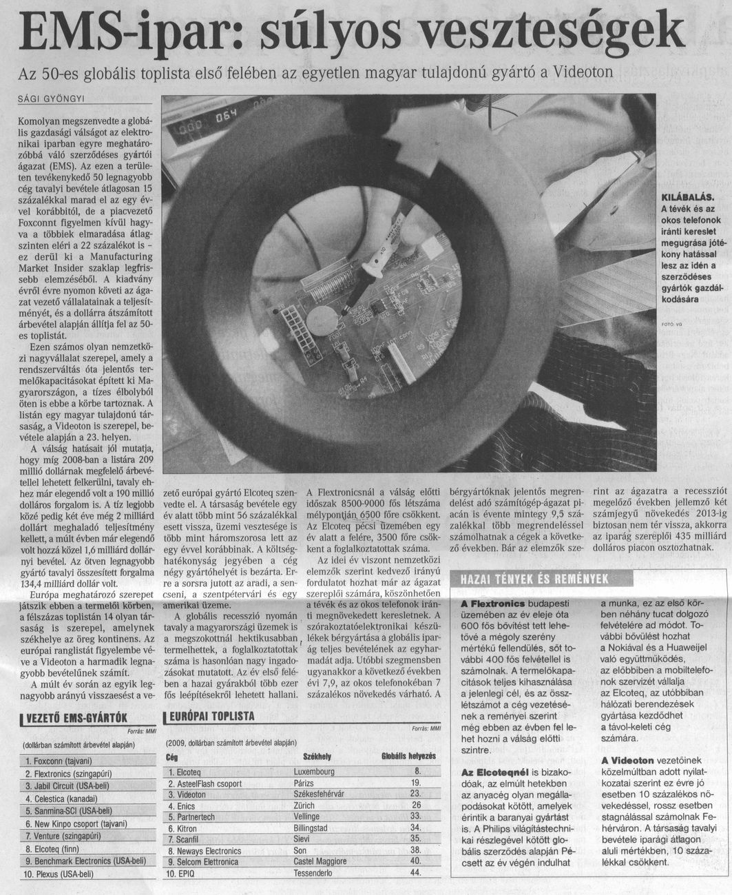 EMS-ipar: súlyos veszteségek