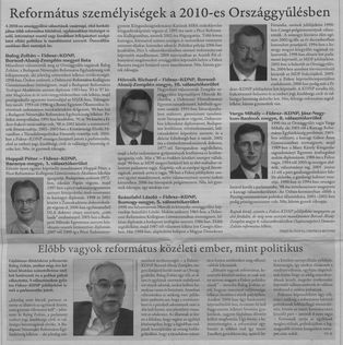 Református személyiségek a 2010-es Országgyűlésben