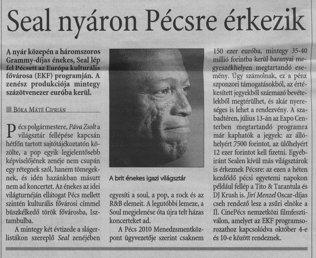 Seal nyáron Pécsre érkezik