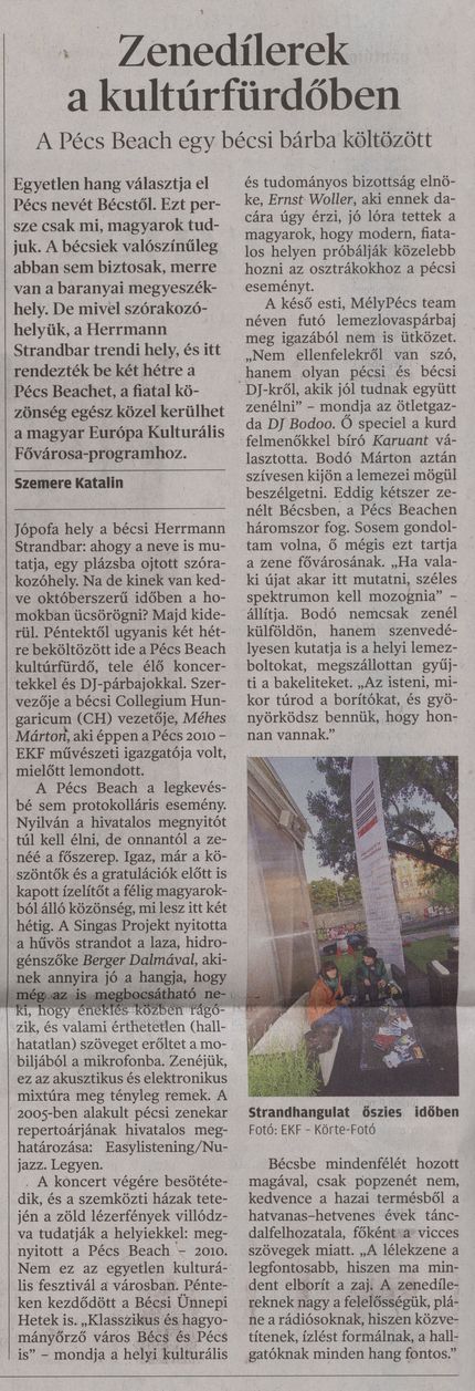 Zenedílerek a kultúrfürdőben A Pécs Beach egy bécsi bárba költözött