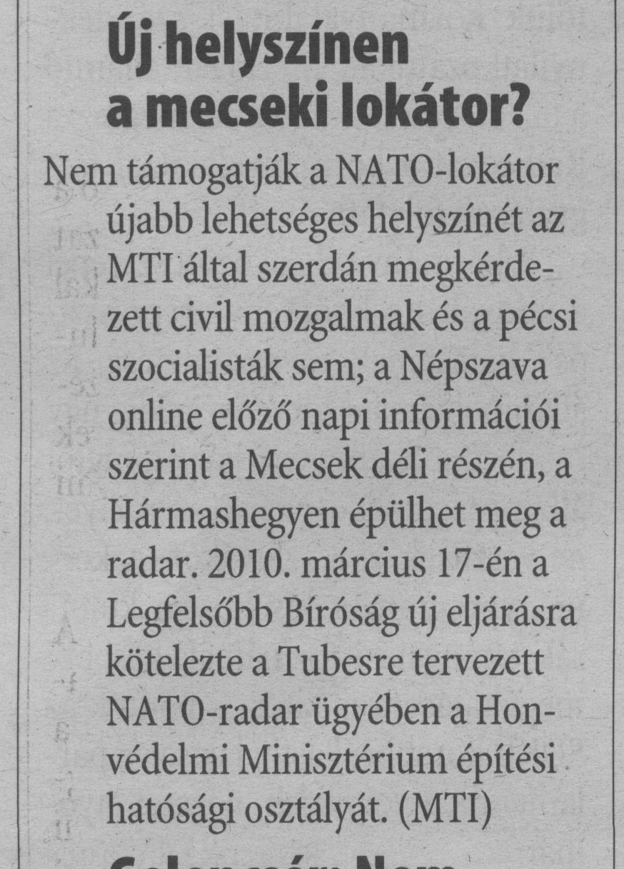Új helyszínen a mecseki lokátor?