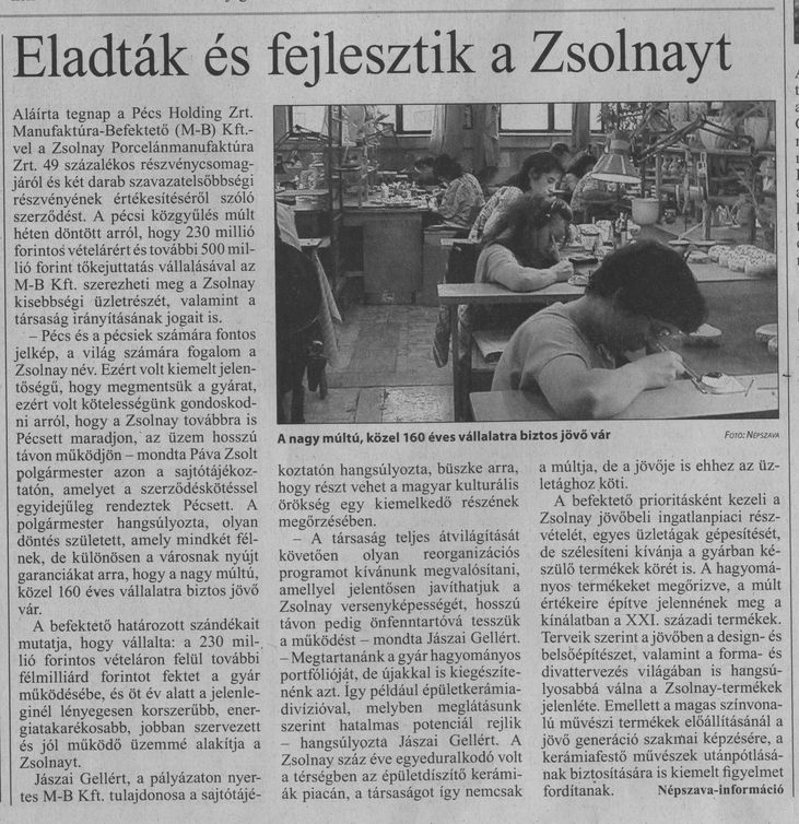 Eladták és fejlesztik a Zsolnayt