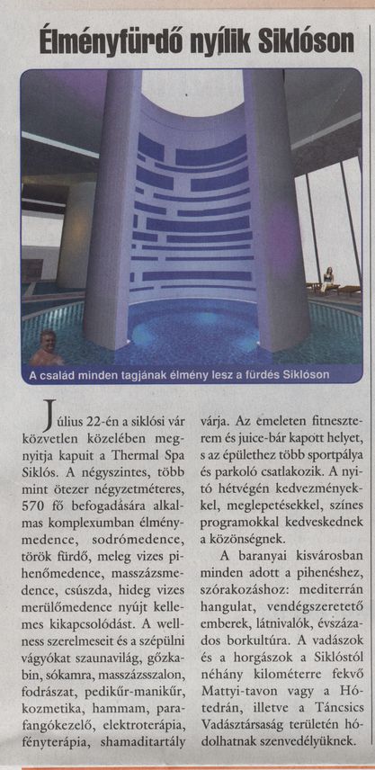 Élményfürdő nyílik Siklóson