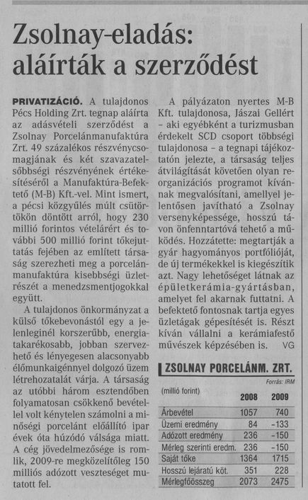 Zsolnay-eladás : aláírták a szerződést