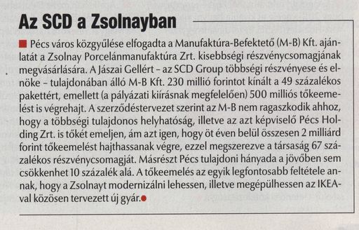 Az SCD a Zsolnayban