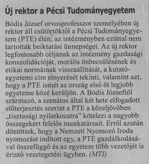 Új rektor a Pécsi Tudományegyetemen