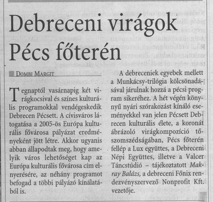 Debreceni virágok Pécs főterén