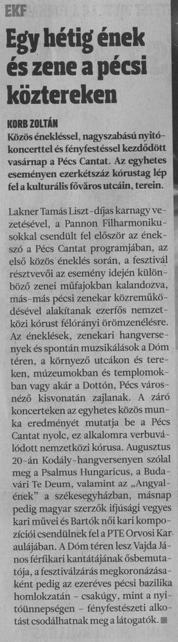 Egy hétig ének és zene a pécsi köztereken