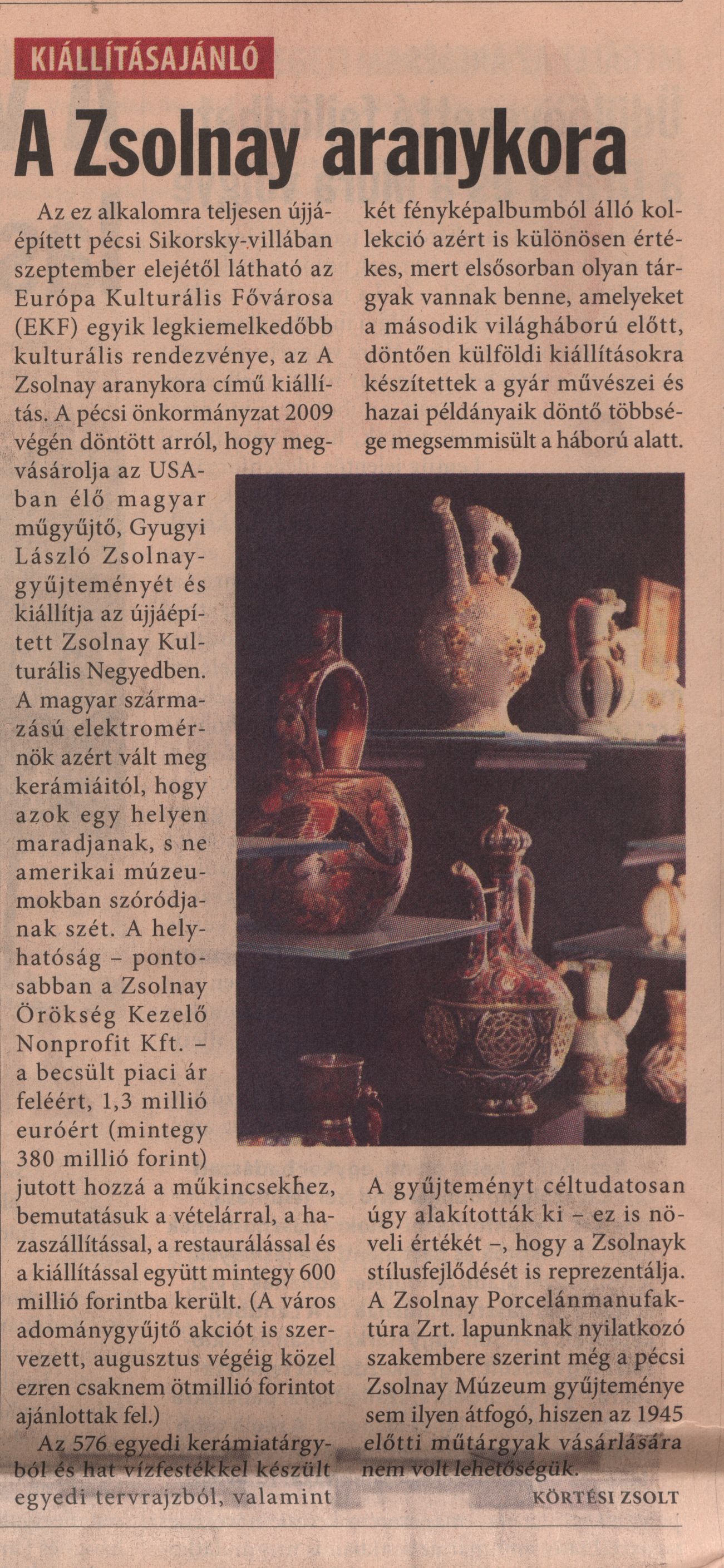 A Zsolnay aranykora