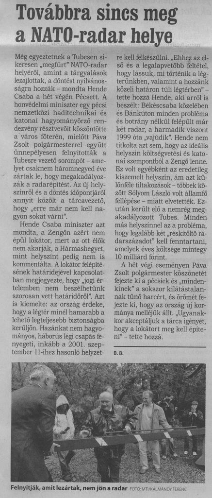 Továbbra sincs meg a NATO-radar helye