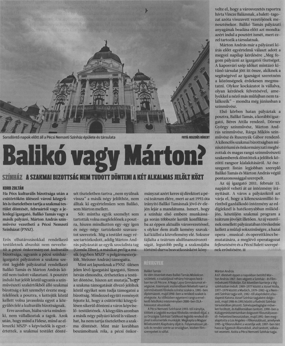 Balikó vagy Márton : A szakmai bizottság nem tudott dönteni a két alkalmas jelölt közt