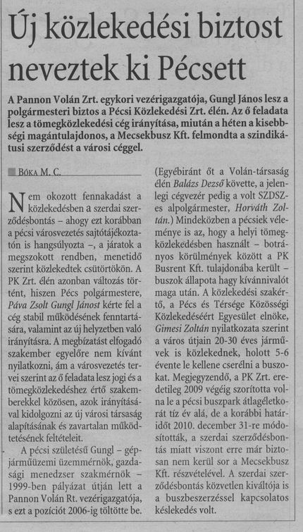 Új közlekedési biztost neveztek ki Pécsett