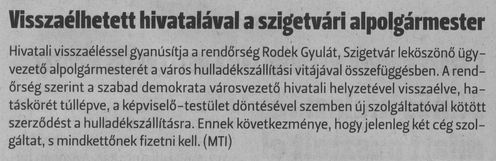 Visszaélhetett hivatalával a szigetvári alpolgármester