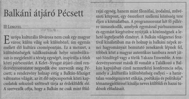 Balkáni átjáró Pécsett