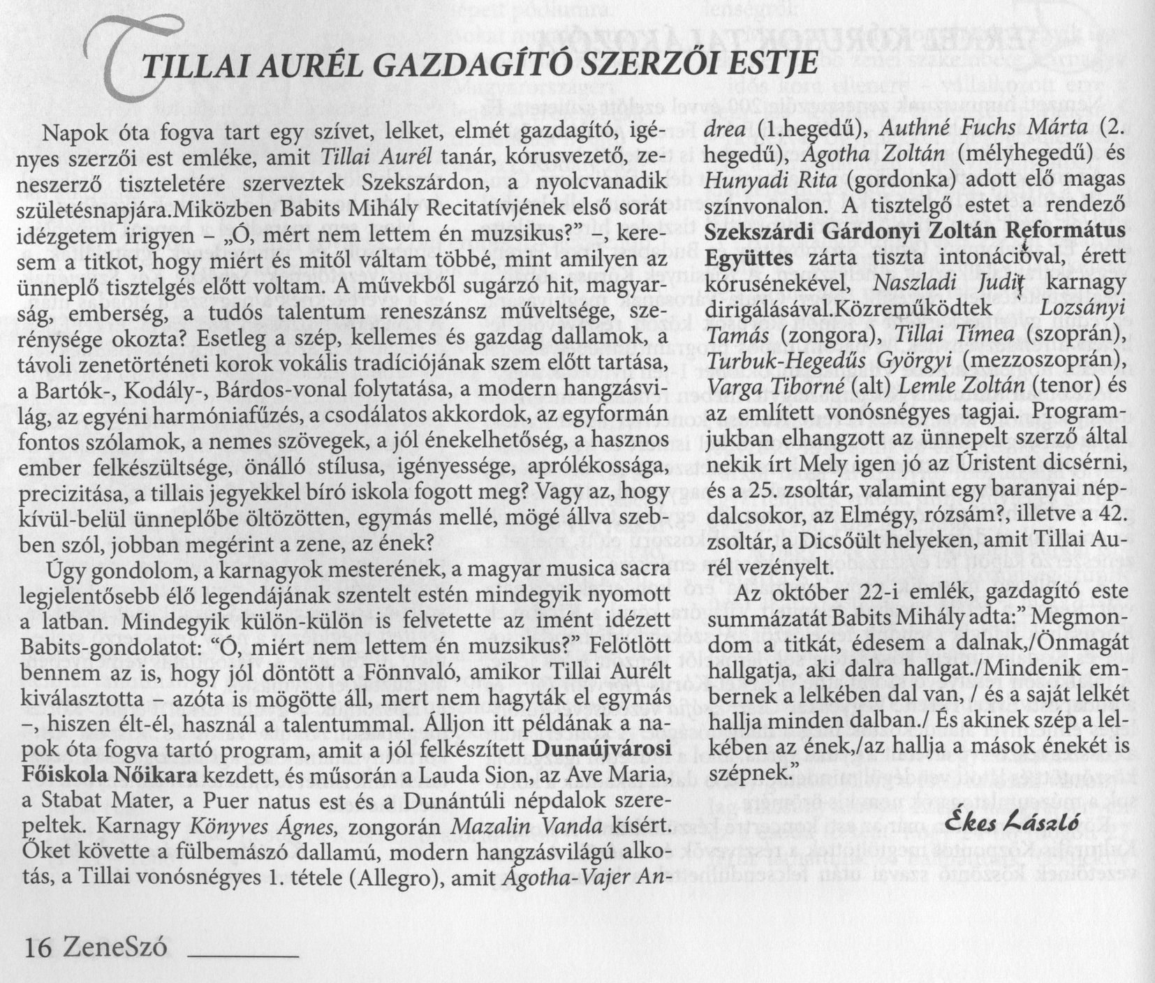 Tillai Aurél gazdagító szerzői estje