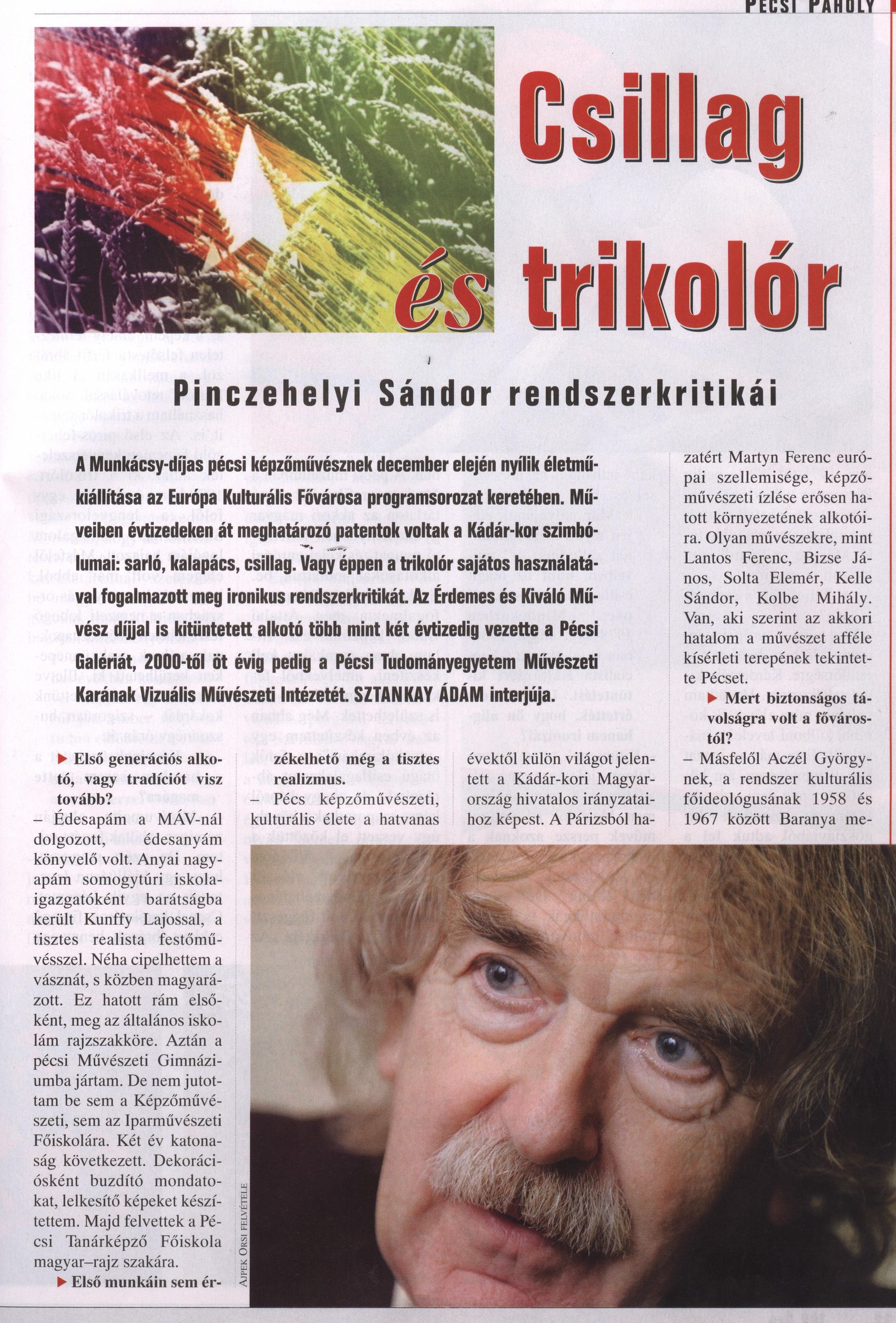 Csillag és trikolor Pinczehelyi Sándor rendszerkritikái