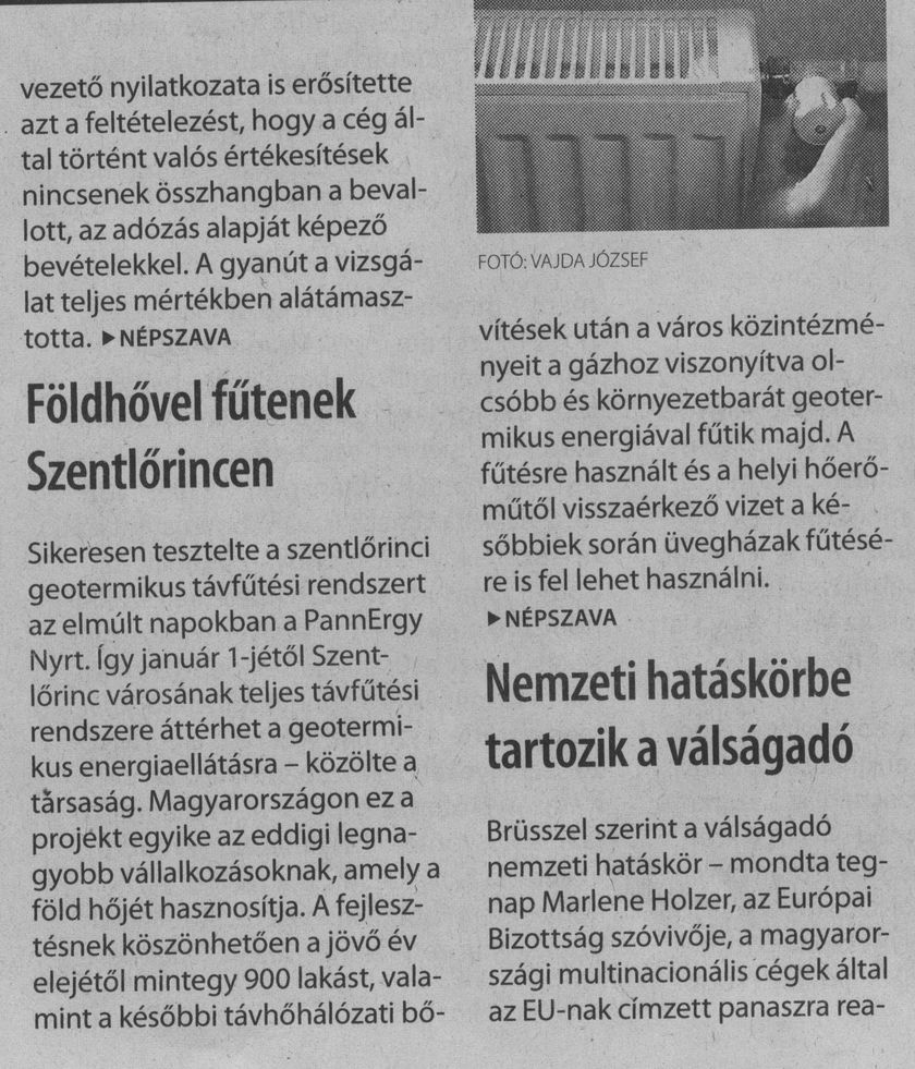 Földhővel fűtenek Szentlőrincen