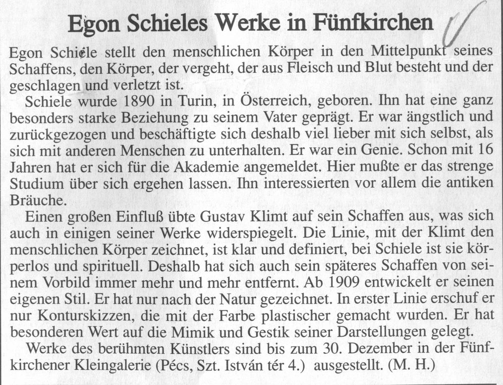 Egon Schieles Werke in Fünfkirchen