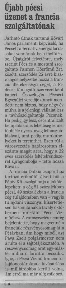 Újabb pécsi üzenet a francia szolgáltatónak