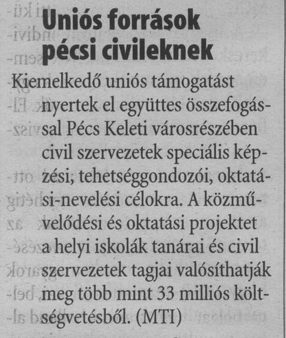Uniós források pécsi civileknek