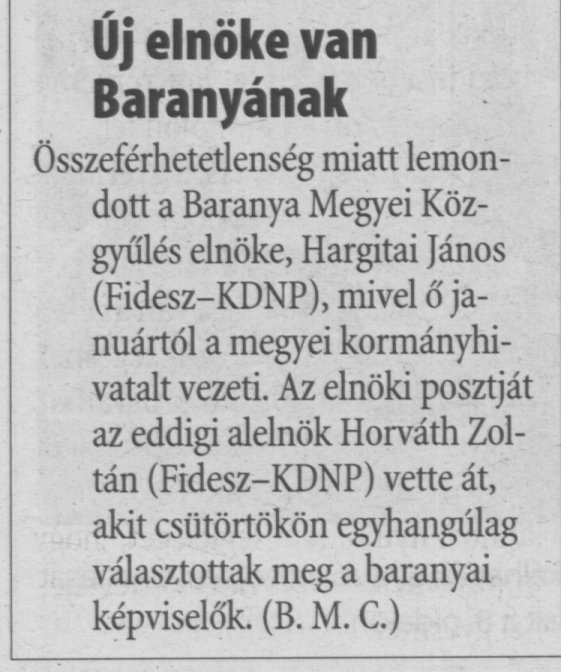 Új elnöke van Baranyának
