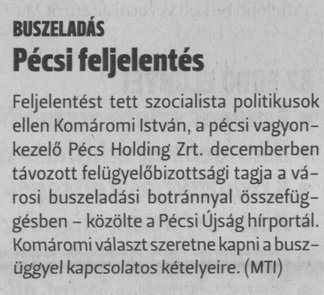 Buszeladás : Pécsi feljelentés
