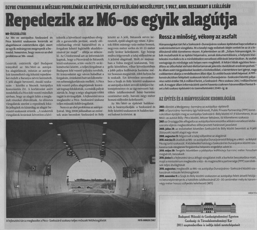 Repedezik az M6-os egyik alagútja Az építés és a hiányosságok kronológiája