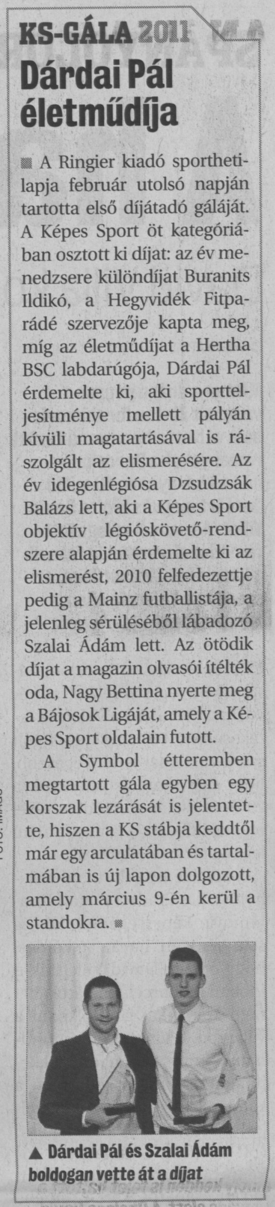 Dárdai Pál életműdíja