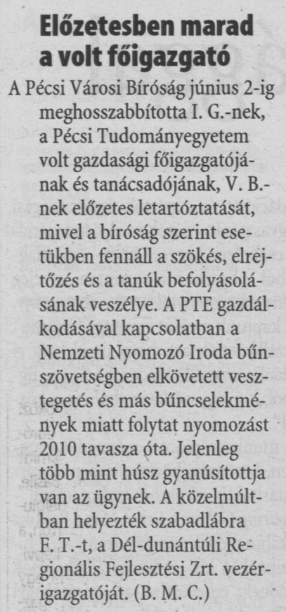 Előzetesben marad a volt főigazgató