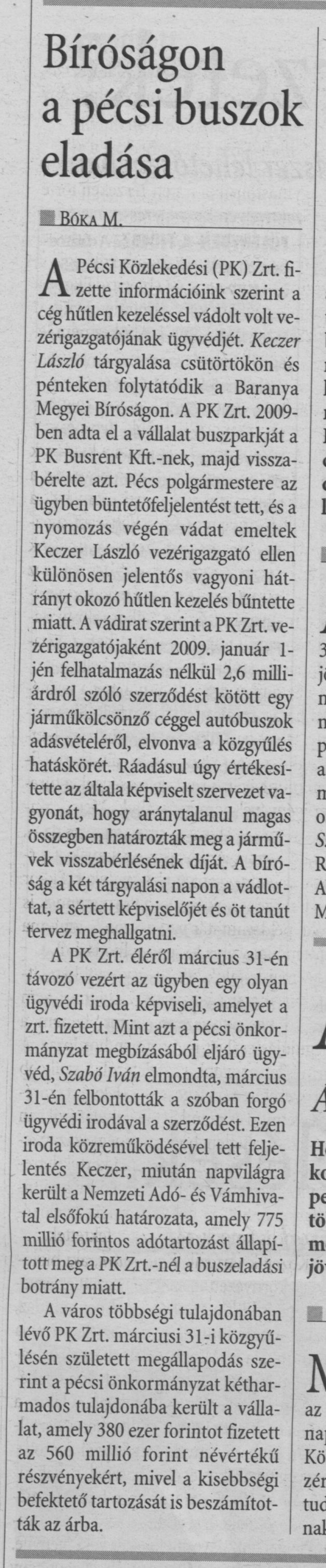 Bíróságon a pécsi buszok eladása