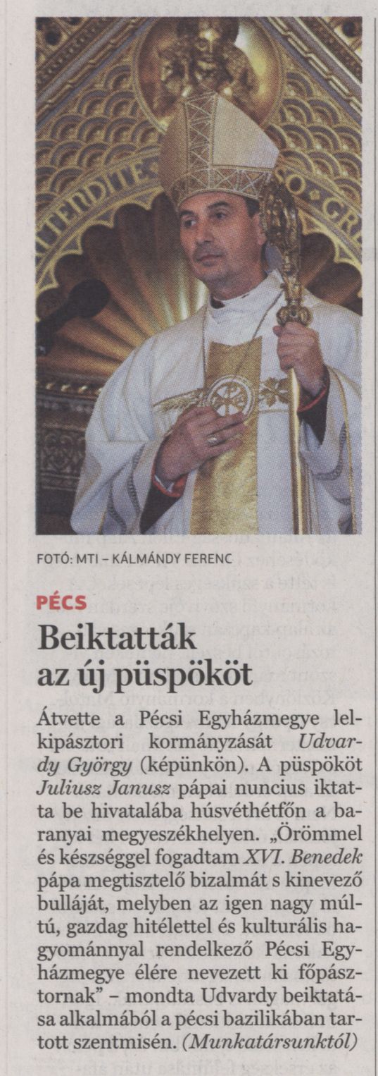 Beiktatták az új püspököt