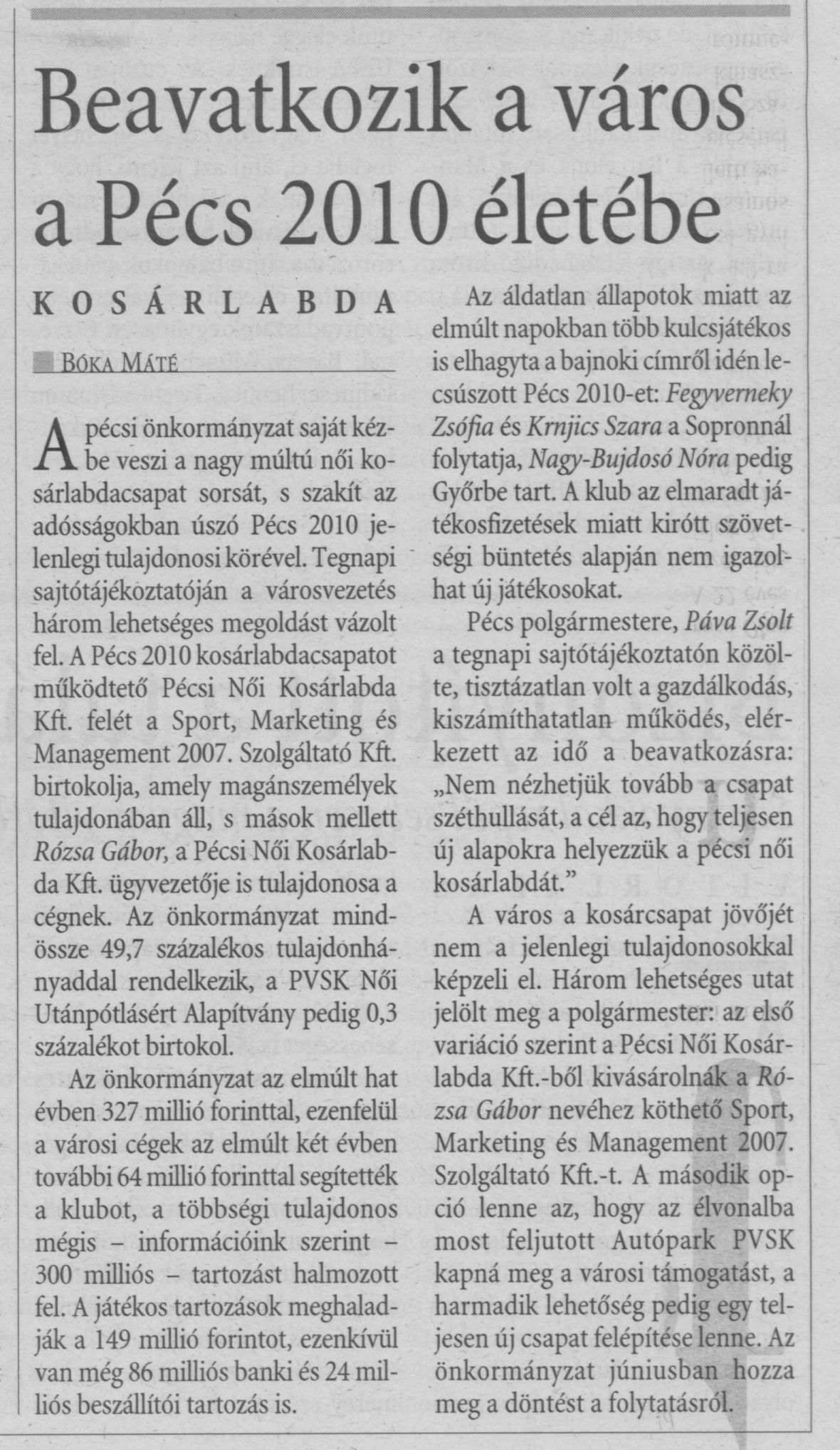 Beavatkozik a város a Pécs 2010 életében