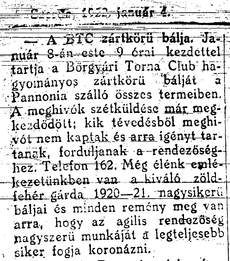 A BTC zártkörű bálja