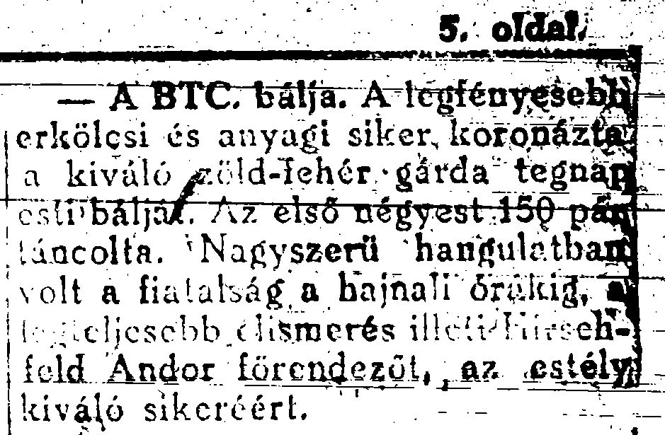 A BTC bálja