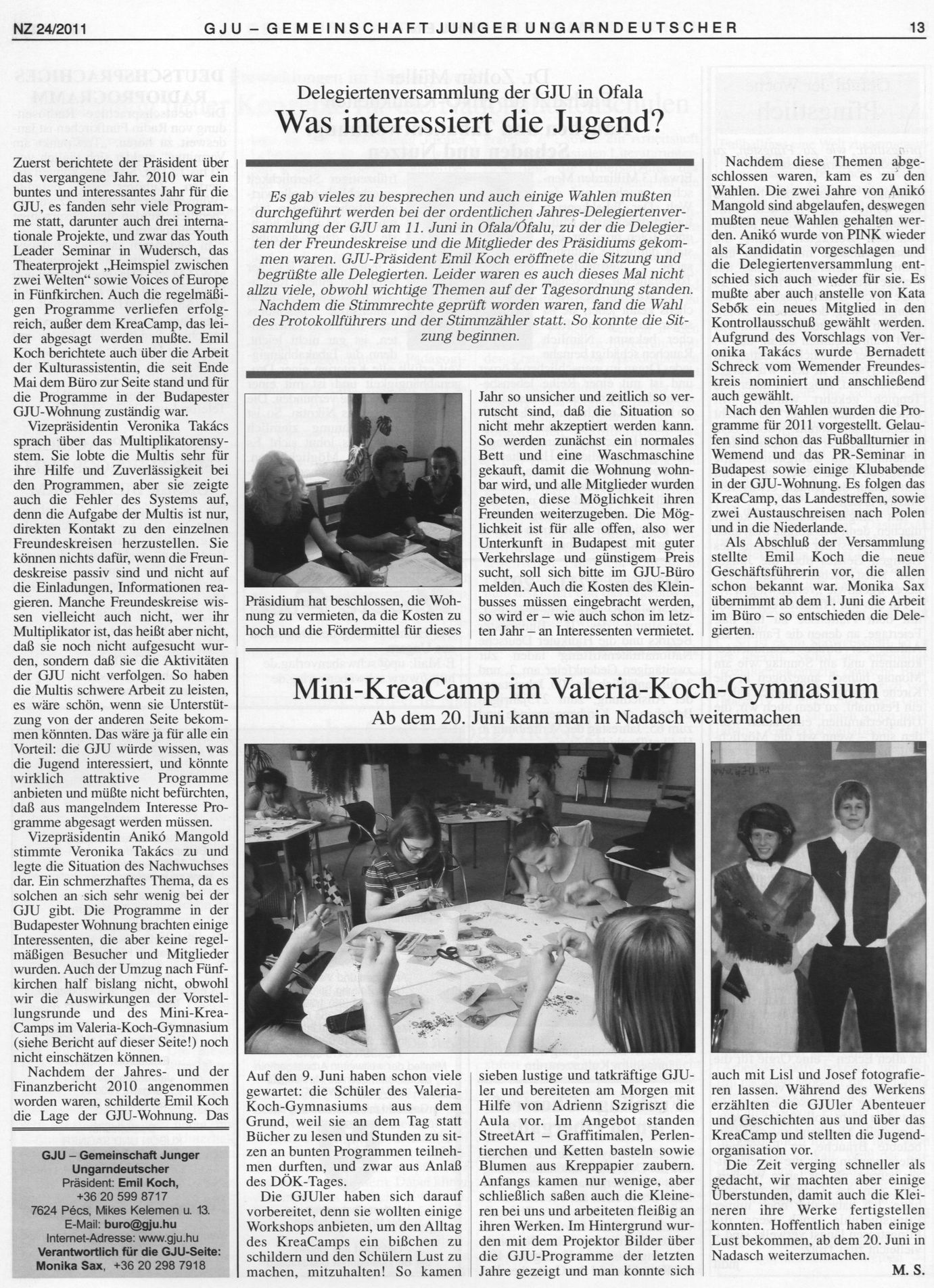 Was interessiert die Jugend? : Delegiertenversammlung der GJU in Ofala