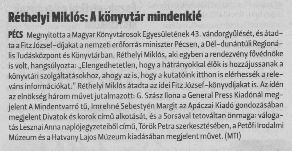 Réthelyi Miklós: A könyvtár mindenkié
