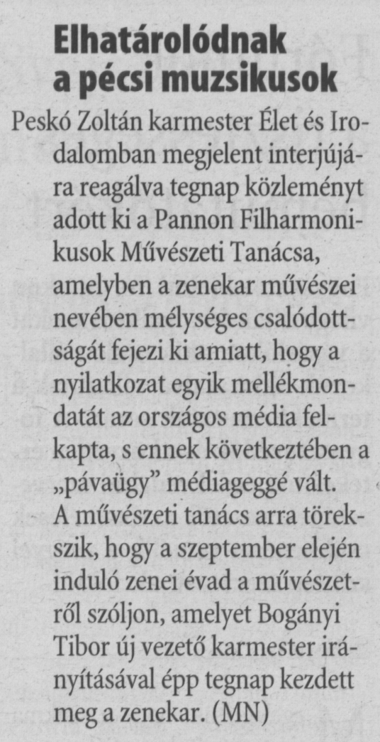 Elhatárolódnak a pécsi muzsikusok