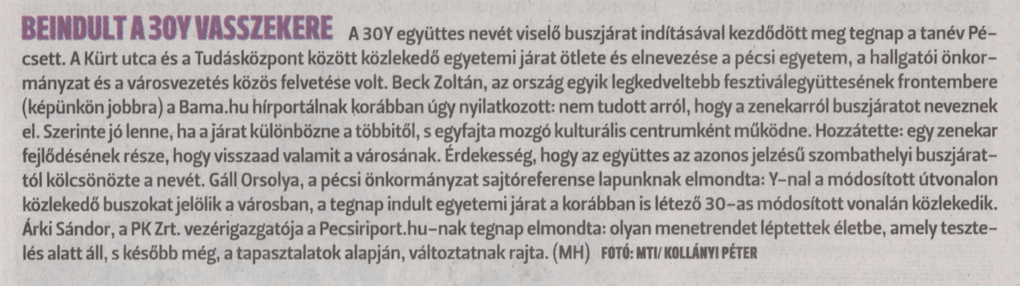 Beindult a 30Y vasszekere